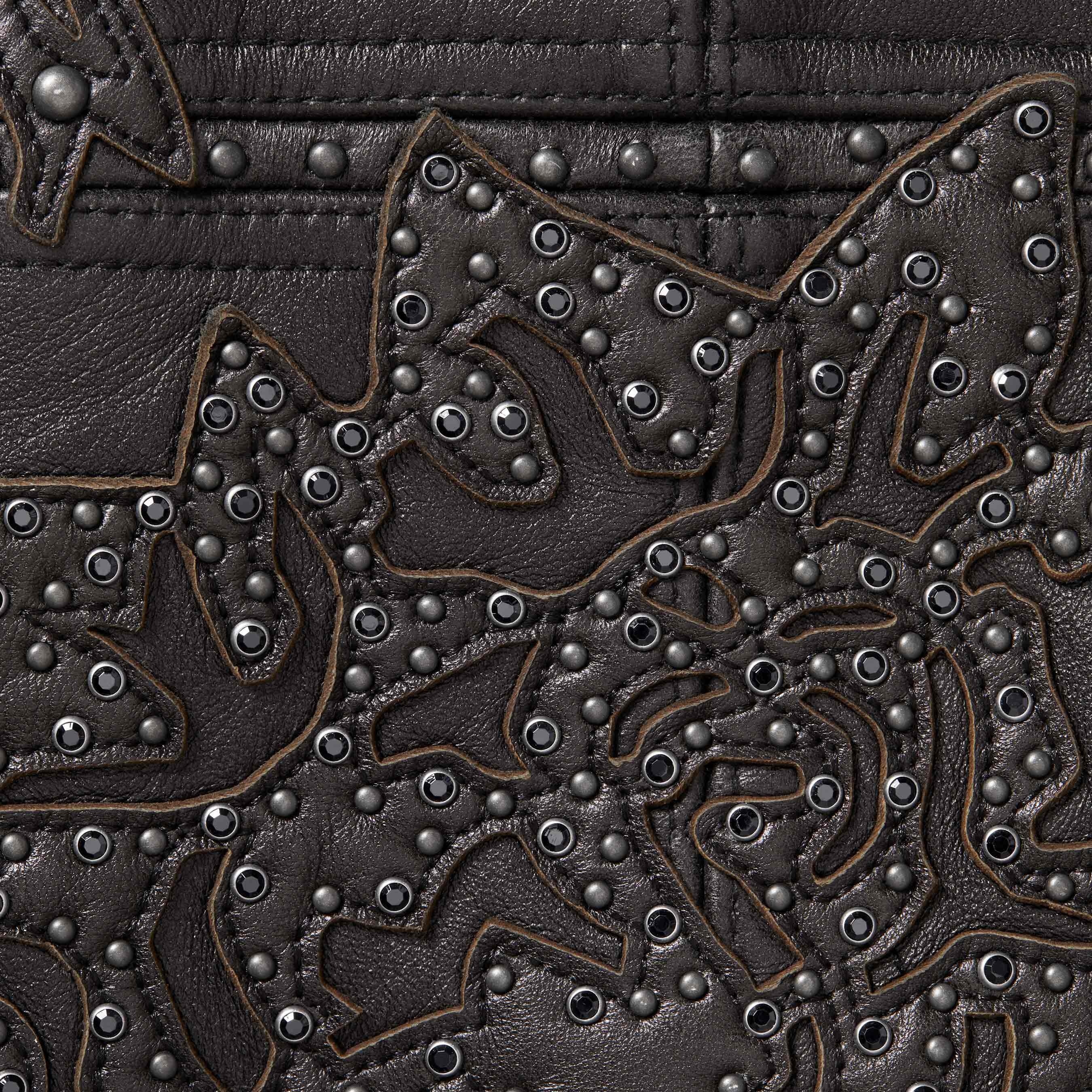 Studded Hooded Leather Jacket view 7